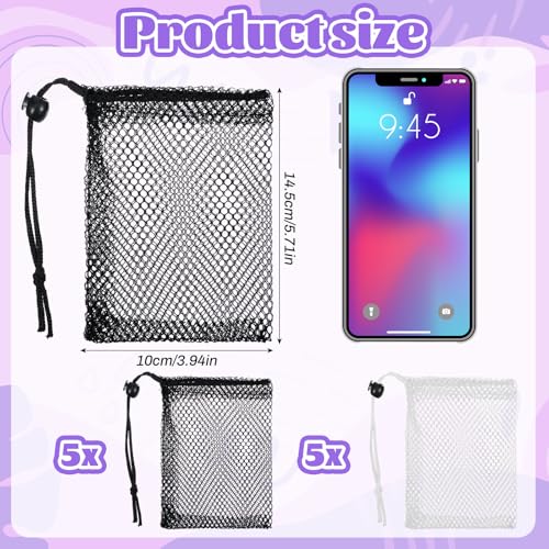Nogeqi 10 Pcs Small Mesh Bags Drawstring, Mini Mesh Storage Bags Nylon Small Drawstring Bag with Cord Lock, Mini Net Bag f...