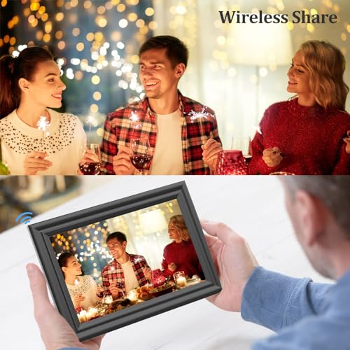 Digital Picture Frame WiFi 10.1 Inch Digital Photo Frame, Electronic Picture Frame, 16GB Storage, Auto-Rotate, IPS Touch S...