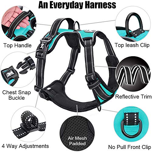 PoyPet No Pull Dog Harness, Reflective Comfortable Vest Harness with Front & Back 2 Leash Attachments and Easy Control Han...