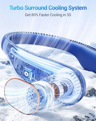 SWEETFULL Portable Neck Fan 360° Cooling Bladeless Personal Fan | No Hair Twisting - 4000mAh USB Rechargeable Wearable Fan...