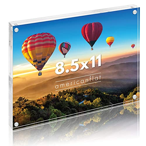 Americanflat 8.5x11 Acrylic Picture Frame - Double Sided Frames with Magnetic Corners - Transparent Acrylic Frames for Des...
