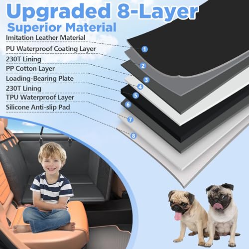 MYJAQI Back Seat Extender for Dogs, Waterproof Dog Car Seat Cover for Back Seat with Hard Bottom, 2026 Upgraded Material, ...