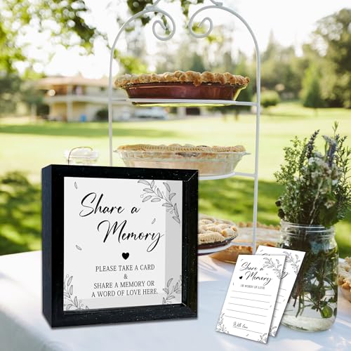 Bltgh Share a Memory Card Box with Acrylic Window, 20 Pcs Memory Cards, for Sympathy Condolence Messages, Remembrance Tabl...