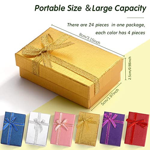 Marspark Small Jewelry Gift Boxes Bulk Empty Gift Box with Bows Necklace Bracelet Packaging Boxes for Birthday Wedding Par...