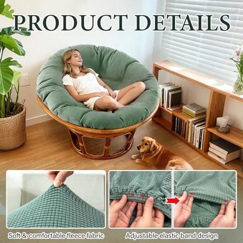 Wibeelee Papasan Chair Cushion Cover, Soft Plush Fleece Slipcover Only, Removable & Machine Washable with Adjustable Desig...