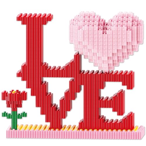 Romantic Love Shaped Building Set, Heart Ornament Building Toy Kit, Flowers Micro Building Blocks - Valentine's Day Gifts ...