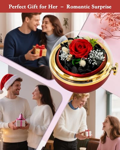 HVY Birthday Gifts for Women Preserved Real Rose with Necklace Forever Flowers Gifts for Mom Wife Girlfriend Grandma Etern...
