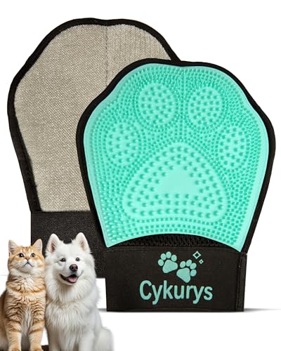 Cykurys Pet Hair Removal Glove for Dogs & Cats, 2-in-1 Double-Sided Pet Grooming Tool, Electrostatic Pet Hair Remover Glov...