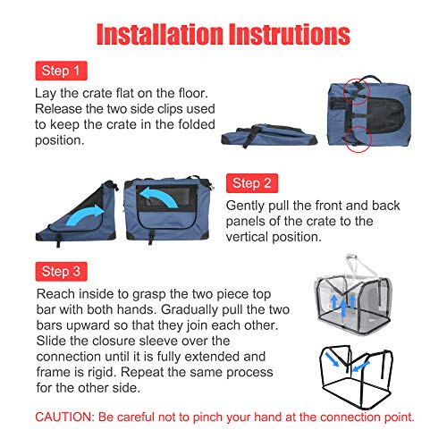 Prutapet Large Cat Carrier 24"x16.5"x16.5" Portable Dog Crate for Small Medium Dogs Collapsible Traveling Pet Crate with C...