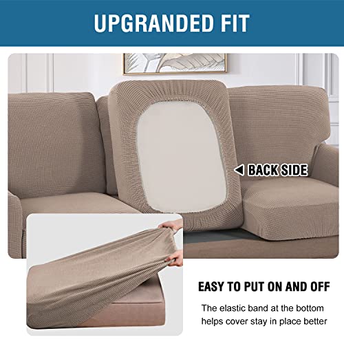 H.VERSAILTEX Multi-Pieces Sofa Covers Stretch Couch Covers Form Fitted Seats and Back Cushions Covers (3 Seat Covers Plus ...