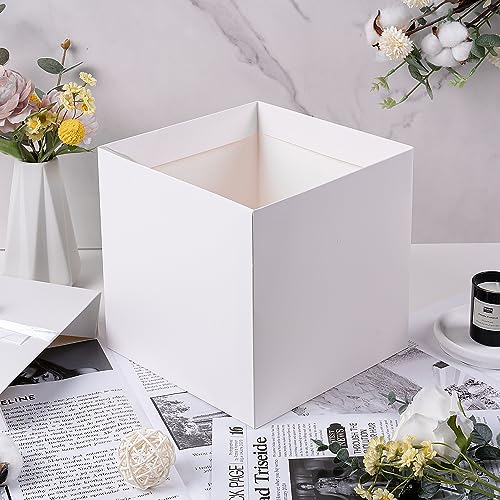 Elephant-package 8.7" Medium Birthday Gift Boxes with Lid and Ribbon, Square Gift Boxes - 4 Pcs (White), Bridal Showers, W...