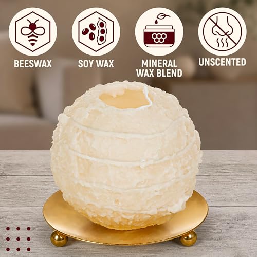 Spiral Candles Burn Around, Unscented Unique Shaped Candle on Metal Base, 4.5" Beige Beeswax Soy Wax Candle, 4h Burn, Twis...