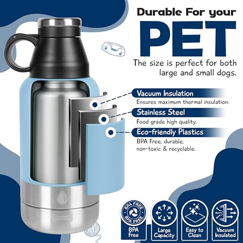 WRTZ Portable Dog Water Bottle with 2 Removable Water Bowls for Dogs – Leak-Proof Portable Dog Water Bottle - Travel Acces...