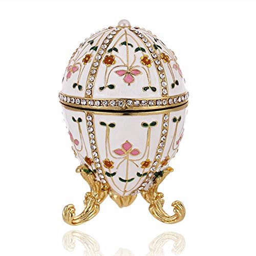 Vie jeune Hand Painted Trinket Box for Home Decor, Hinged Enameled Jewelry Box for Ring Earrings Jewelry Organizer, Unique...