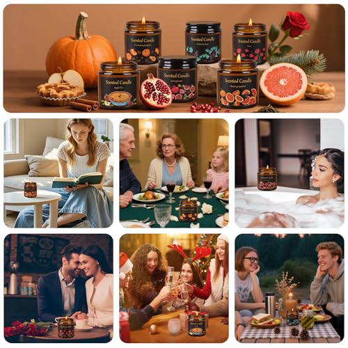 Aeraroma 6 Pack Candles for Home Scented, Aromatherapy Candles for Women Men, 21oz Natural Soy Wax Scented Candle Set, Amb...
