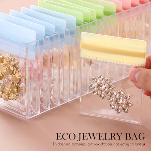 Kenning 63 Pcs Acrylic Jewelry Case Organizer, Clear Jewelry Organizers Holder with Portable Anti Tarnish Storage Bags for...
