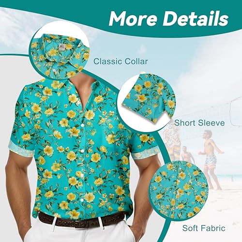 Men's Hawaiian Oversize Shirt- Summer Floral Print Short Sleeve Shirt | Casual Vacation | S-4XL Plus Sizes