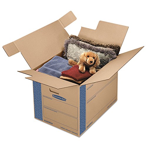 Bankers Box Large Prime Moving Box 6 Pack, Reinforced Handles, Tape-Free Assembly, Attached Lid, 18-in x 18-in x 24-in (00...
