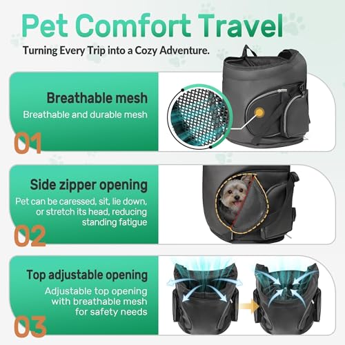 YUDODO Dog Front Backpack Carrier 5-15 lbs, Soft Breathable Pet Front Facing Carrier with Adjustable Straps, Multi-Pocket ...
