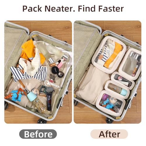5PCS Diaper Bag Organizer Pouch Set, Clear Organizer Bags, TSA Approved Toiletry Bag, Clear Waterproof Cosmetic Bags with ...