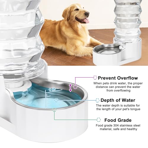 RIZZARI Gravity Dog Water Dispenser: Ion Exchange System with Activated Carbon-Helps Prevent Urinary Stones-8L Large Auto-...