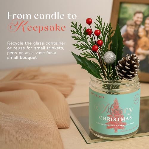 Wax & Wit Christmas Candles Gift Set Scented, Winter Holiday Set of 4 Pack Candle - Natural Coconut Soy Candles, 180+ Hr B...