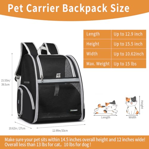 Cat Backpack Carrier for Small Dogs and Medium cat Puppy Kitten Bunny Pet Carrier Backpack Collapsible with Fully Ventilat...