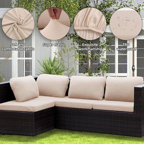 SUKAIKEQA Outdoor Cushion Covers Set,8PCS Patio Furniture Couch Seat Slipcovers, Replacement for Sofa Sectional Chair(Cove...