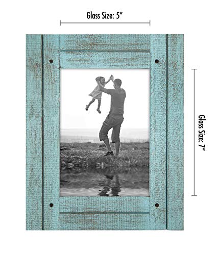 Americanflat 5x7 Picture Frame with Polished, Crystal Clear Glass - Hampton Collection - Distressed Wood Picture Frames fo...