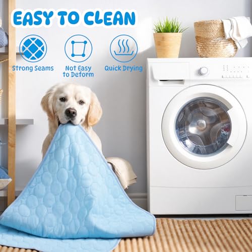 Chunful 4 Pack Pet Cooling Mat for Dogs and Cats, Summer Washable Dog Cooling Pad with Non-Slip Bottom & Storage Bags, Fol...