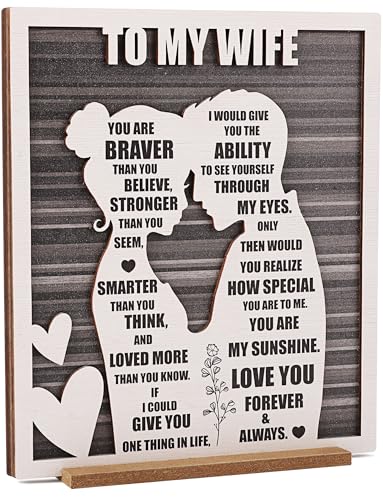 Mothers Day To My Wife Plaque | Valentines Romantic Gifts for Wife from Husband, Rustic Love Sign for Wife's Birthday, Wed...