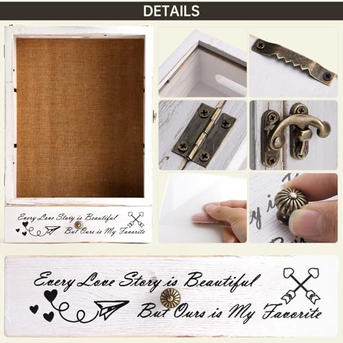 Large Shadow Box Frame 11x16 , 3.5” Deep Shadow Box with Drawers and Removable Shelves, Rustic White Color Wood Picture Di...