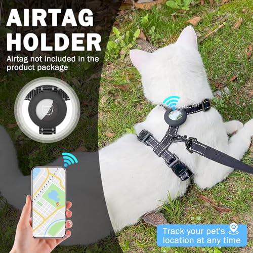 SCENEREAL Cat Harness and Leash Set Escape Proof with Airtag Holder, Reflective Pet Harnesses for Walking, Adjustable Soft...
