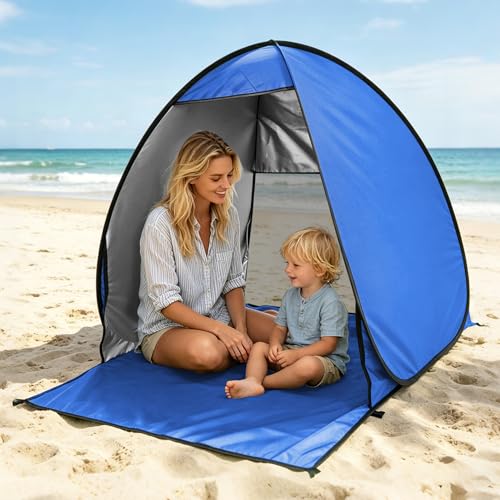 NARMAY Camping Tent, Pop Up Beach Tent, Portable Sun Shelter for 1-2 Person with UPF 50+ UV Protection - Blue
