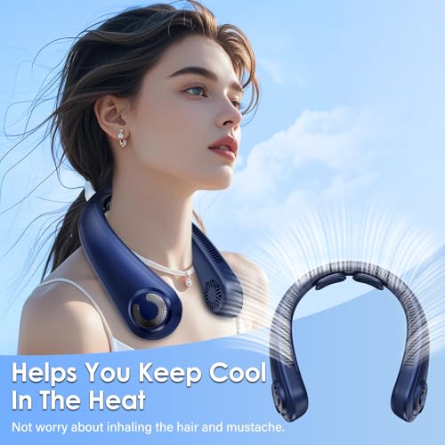 AUIIAH Portable Lightweight Neck Fan with Neck Support, Birthday Gifts for Men Women Dad Mom, Rechargeable Personal Wearab...