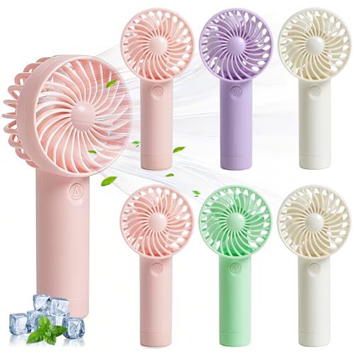 Aeergured 6 Pcs Mini Handheld Fan Bulk, 3 Speed Portable Personal USB Rechargeable Fan, Battery Operated Small Pocket Eyel...