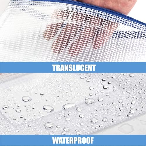 Sooez 24 Pack Mesh Zipper Pouch Bags with Label Pocket, A6 (9.1×4.7 in) Small Pencil Case Pouch for Organizing, Clear Plas...