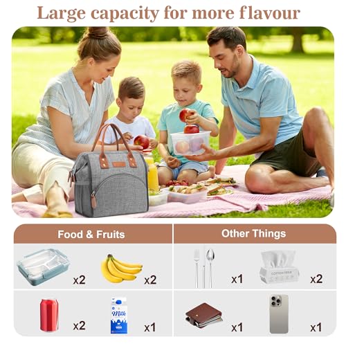 LOKASS Insulated Lunch Bag for Women & Men - Reusable 10 L Lunch Box for Women - Leakproof Tote Cooler Bag for Adults Wor...