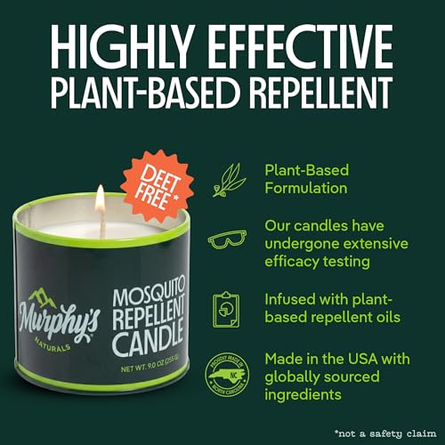 Murphy's Naturals Mosquito Bug Repellent Candles for Outdoor Patio, Citronella & Essential Oils, Soy/Beeswax Blend, 30-Hou...