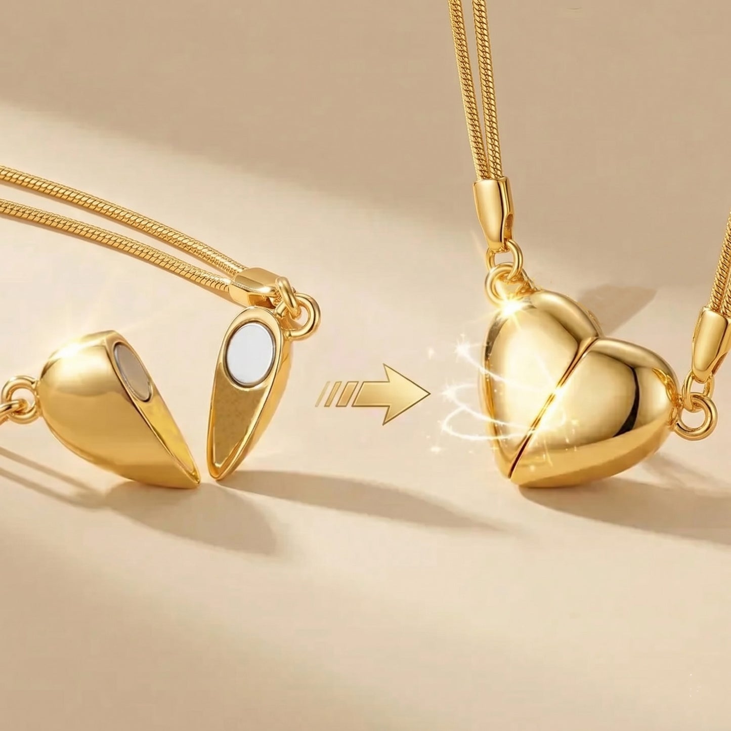 Magnetic Heart Necklace For Couples Stainless Steel Snake Chain Matching Relationship Necklaces Two Souls One Heart Magnet Pendant Jewelry Anniversary Gifts For Him Her