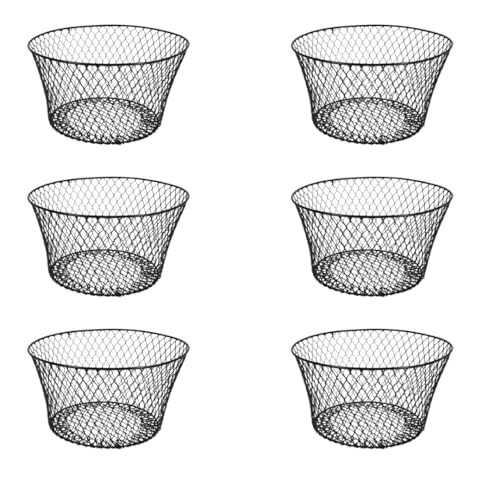 Generic SOL MAR Black Coated Round Wire Basket 6 Pack - Versatile Metal Wire Baskets Centerpieces Floral Arrangements Ever...