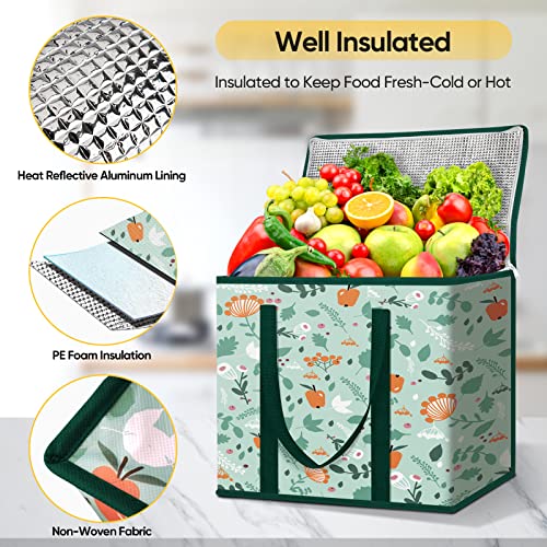 BALEINE 2Pk Insulated Reusable Grocery Bags, Collapsible Cooler Bag for Groceries, Heavy Duty Large Insulated Bag (16''x...