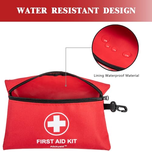 Atickyaid Mini First Aid Kit - 140 Piece Small First Aid Medical Kit for Car, Home, Office, Travel, Camping, Sports, Outdo...