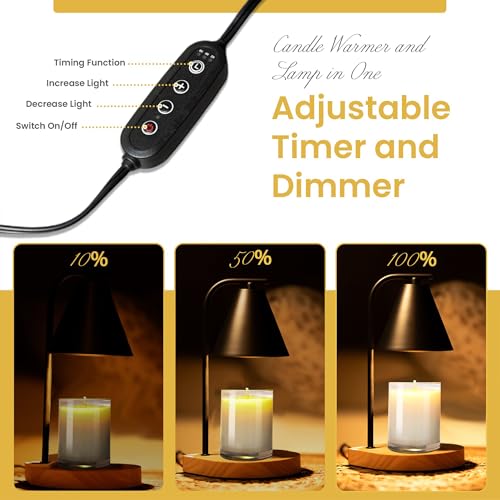 Candle Warmer Lamp with Timer Dimmer, 2H/4H/8H Timer, Birthday Gifts for Women Mom, House Warming Gifts New Home Decor, Bl...