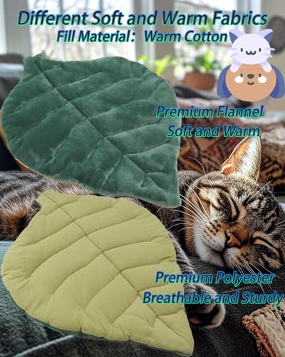 Rzxlszy Cat Mat Self Warming Cat Bed 26"x20" Leaf Shaped Cotton Soft Warm Pet Pad Blanket for Indoor Bed Couch Sofa Floors...