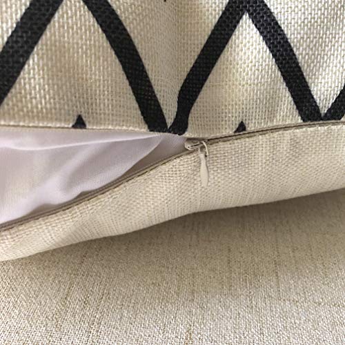 ULOVE LOVE YOURSELF Square Decorative Throw Pillows Cushion Covers Cotton Linen Black& Beige Stripes Modern Geometry Print...
