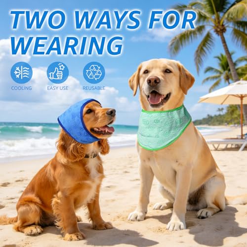 SCENEREAL Dog Cooling Bandana, 2 Pack Instant Cooling Dog Bandanas, Chill Out Pet Cool Scarf PVA Neck Cooler Wrap Summer E...
