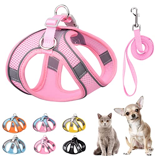 PETPUBGNZS Soft Small Dog Harness and Leash Set Mesh Puppy Harnesses Leash Easy Walk Dog Harness Vest Adjustable Reflectiv...