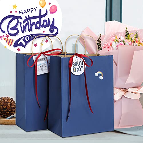 BagDream 25Pcs Navy Blue Gift Bags 8x4.25x10.5 Kraft Paper for Gifts, Shopping Retail Merchandise Grocery Sacks, Navy Blue...