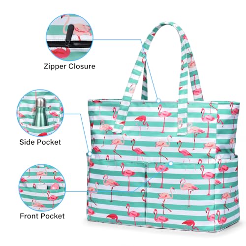 oscaurt Beach Bags for Women Large Waterproof Sandproof Beach Tote Swim Pool Bag with Zipper for Travel Vacation Essentials